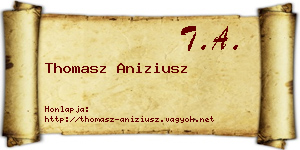 Thomasz Aniziusz névjegykártya